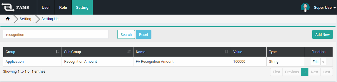 Parameter Settings Interface